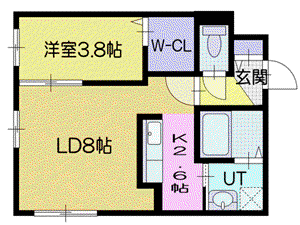 ホワイトコート(1LDK/3階)の間取り写真