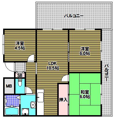 ジョイフル昭栄(3LDK/2階)の間取り写真