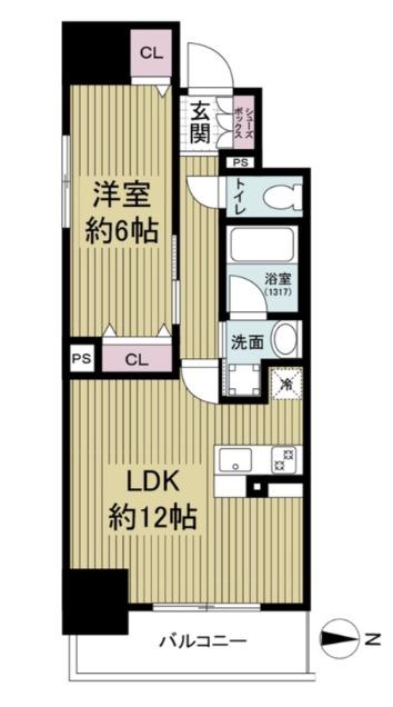 レジュールアッシュ谷町グランクラス(1LDK/6階)の間取り写真