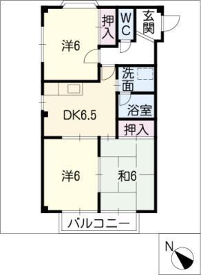 フェリス的場丘(3DK/2階)の間取り写真