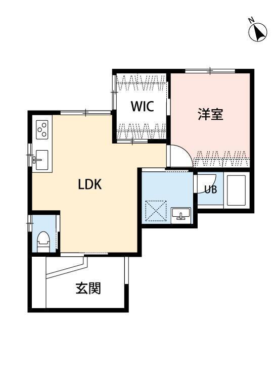 日野市大字日野工事計画(1LDK/1階)の間取り写真