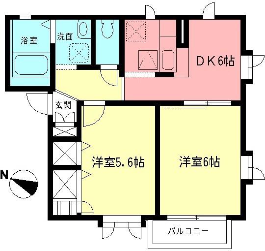 エメロード(2DK/1階)の間取り写真