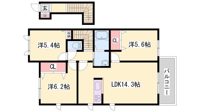 ファミール桜(3LDK/2階)の間取り写真