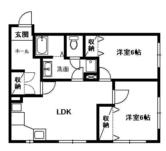 カルミネイション(2LDK/1階)の間取り写真