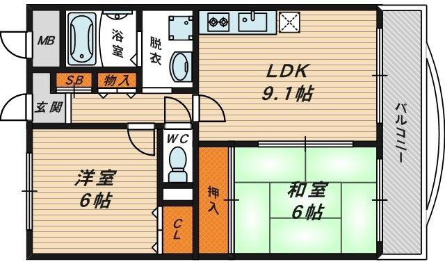 グリーンパーク鶴見(2LDK/4階)の間取り写真