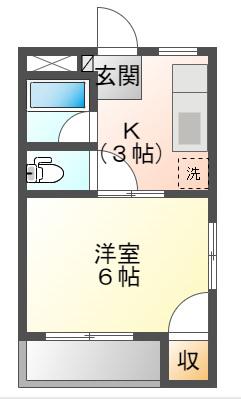 サントリーニB(1K/3階)の間取り写真