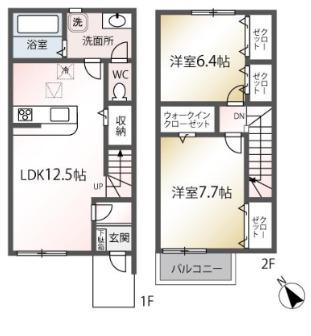 F アネックス(2LDK/1階)の間取り写真