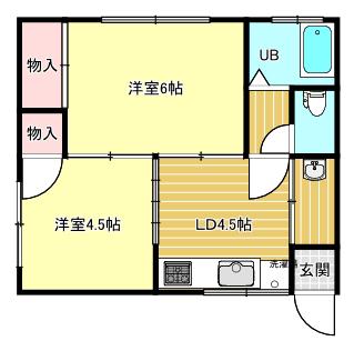 桂荘(2K/3階)の間取り写真