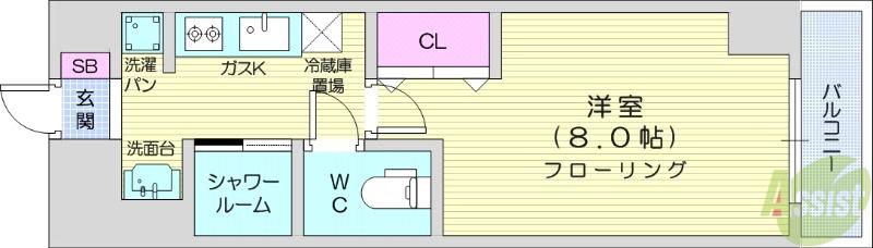 STADT LEBEN(1K/8階)の間取り写真