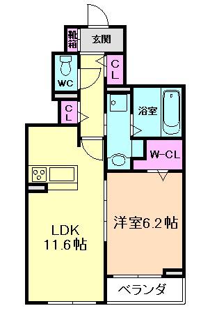 グランデール(1LDK/1階)の間取り写真
