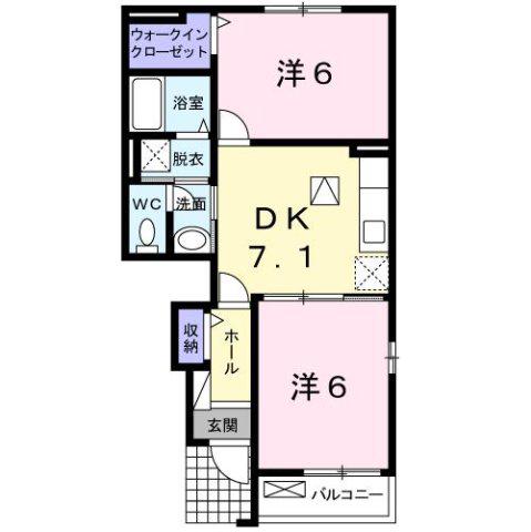 ファミーユ・H1(2DK/1階)の間取り写真