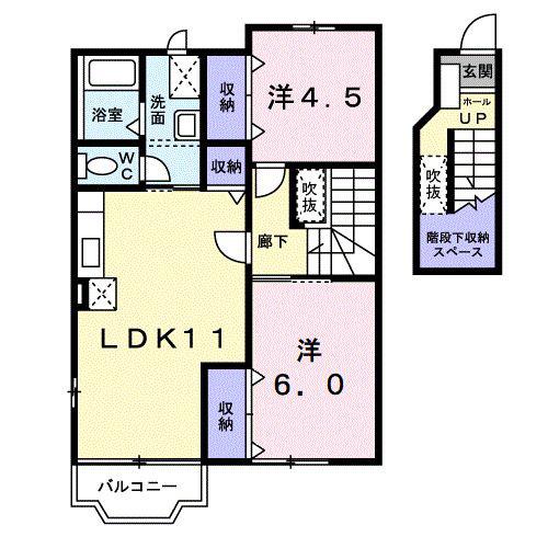 パルクアベニューウエスト(2LDK/2階)の間取り写真