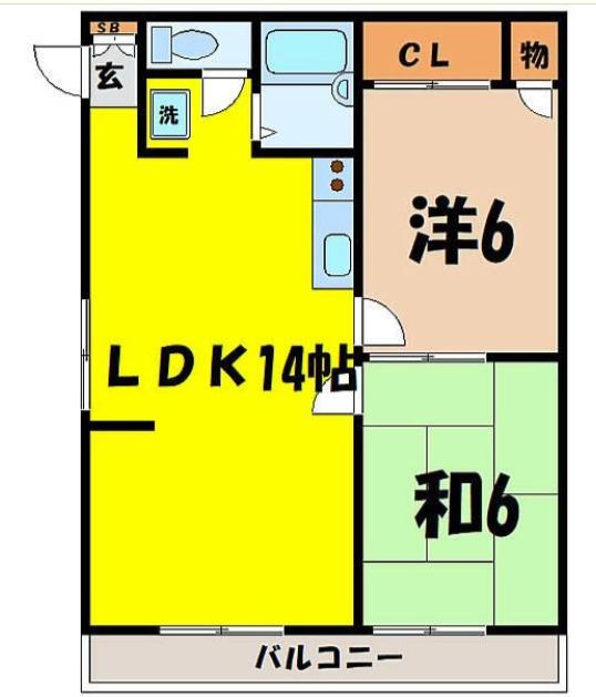 メゾン湊(2DK/2階)の間取り写真