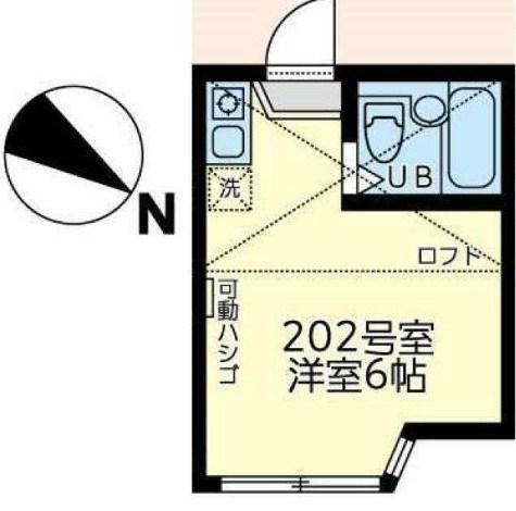 ユナイト上町ヘルマンミュラー(ワンルーム/2階)の間取り写真