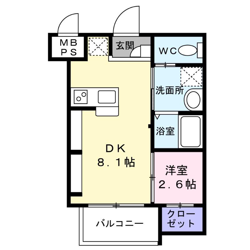 ジーイーディス(1LDK/2階)の間取り写真