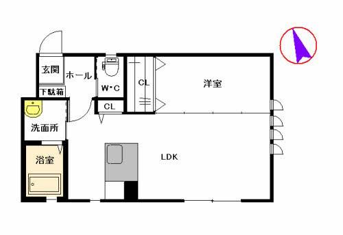 シャーメゾン祖原(1LDK/1階)の間取り写真
