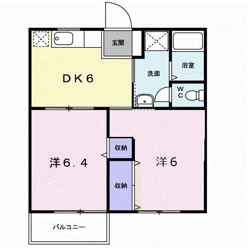 セリーヌ(2DK/1階)の間取り写真