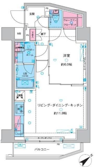 ジェノヴィア三ノ輪IIIスカイガーデン(1LDK/8階)の間取り写真
