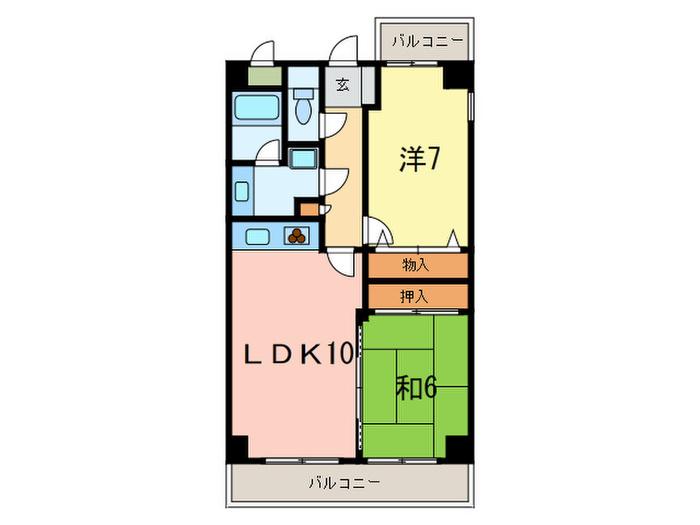 アルカンシェル岡本(2LDK/4階)の間取り写真