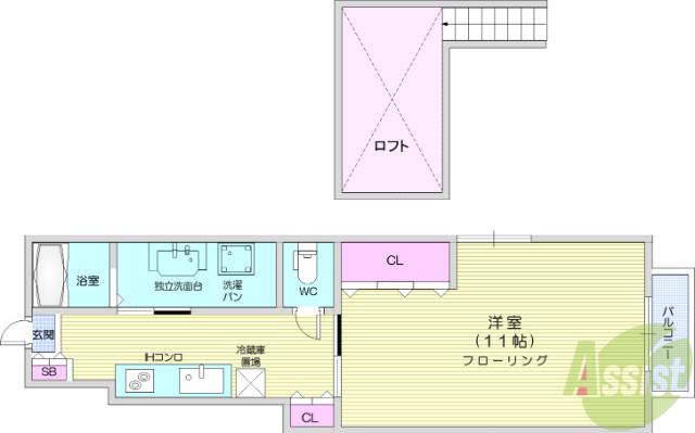 MANOIR(1K/1階)の間取り写真