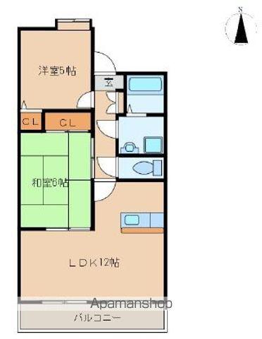 フィールドゴッド21(2LDK/2階)の間取り写真