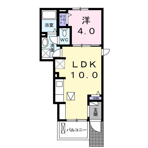 MERCI弐番館(1LDK/1階)の間取り写真
