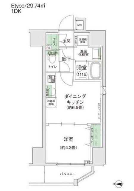 スタイリオ蒲田II(1DK/7階)の間取り写真