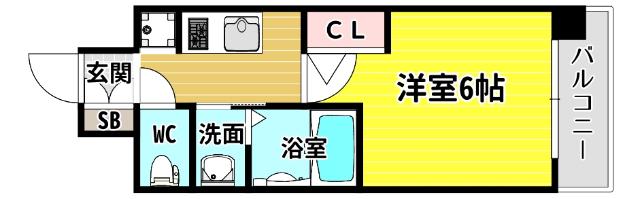 エステムコート大阪ウエストII(1K/12階)の間取り写真