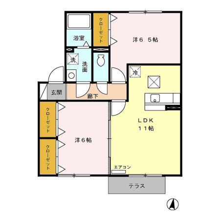 イーズコート(2LDK/1階)の間取り写真
