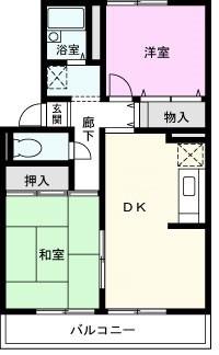 プラムワン(2DK/2階)の間取り写真