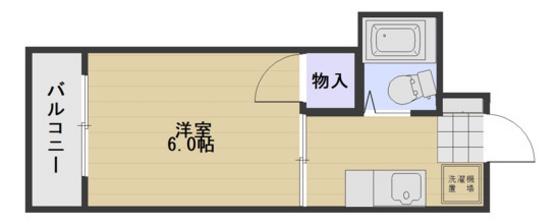 サンジェルマン中納言(1K/6階)の間取り写真