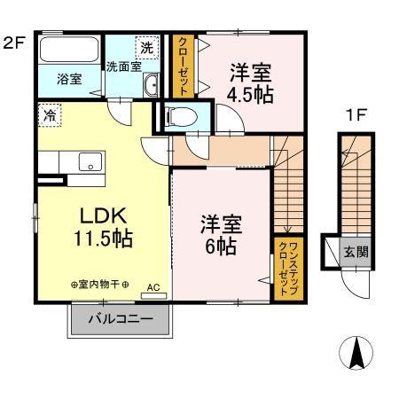 サニーハイム(2LDK/2階)の間取り写真