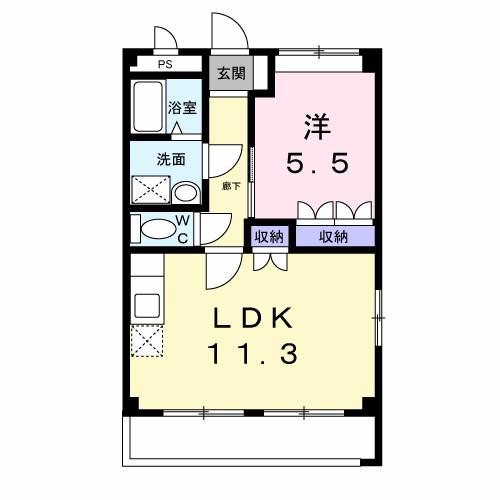 エクセルハイム(1LDK/2階)の間取り写真