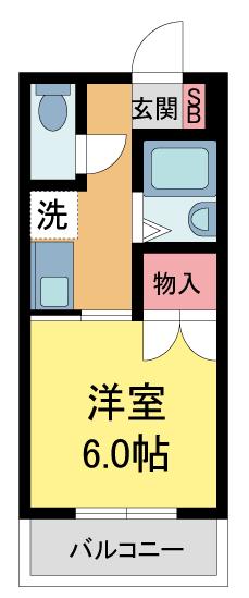 カームカーサ(1K/2階)の間取り写真