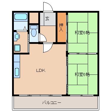 第2丸重グランドハイツ(2LDK/4階)の間取り写真