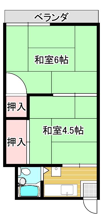 スプリングコーポ(2K/1階)の間取り写真