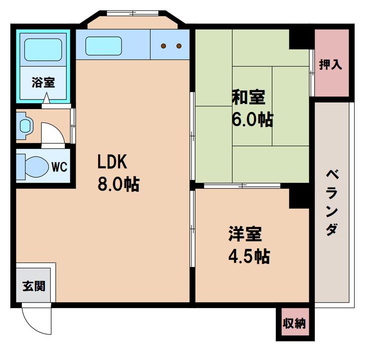 ドムス河堀口(2LDK/7階)の間取り写真
