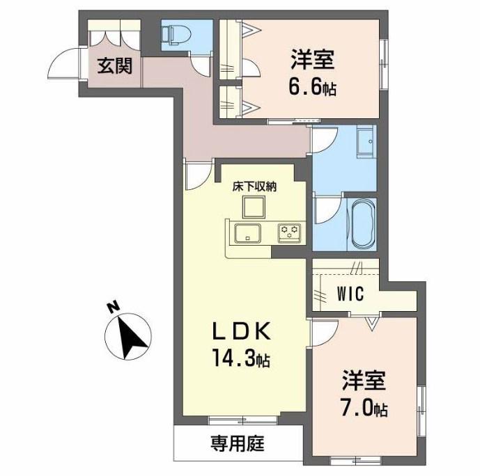 シャーメゾン岡田ハイテール(2LDK/1階)の間取り写真