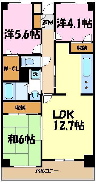 メゾンけやき平(3LDK/3階)の間取り写真