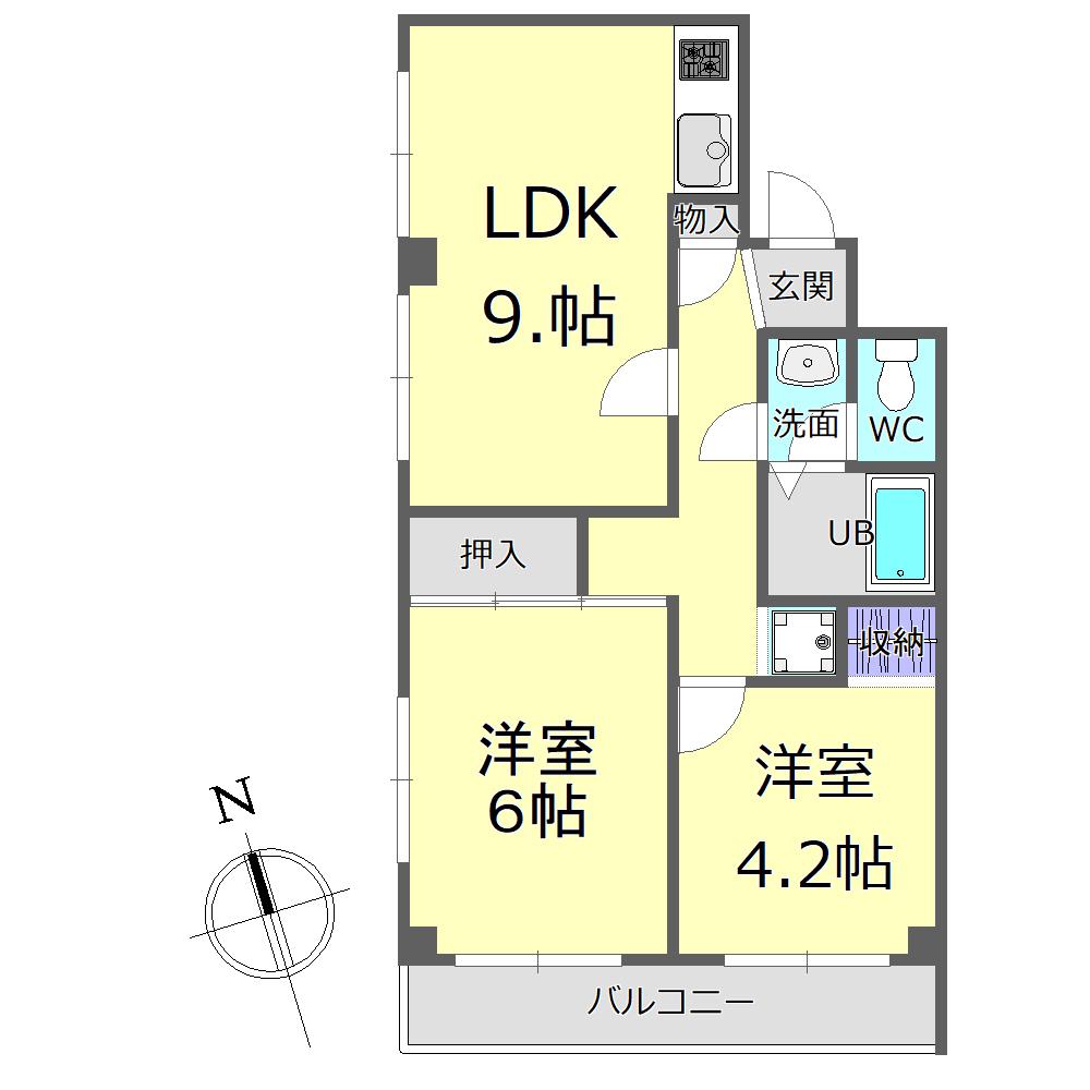 メゾントーマ(2LDK/2階)の間取り写真