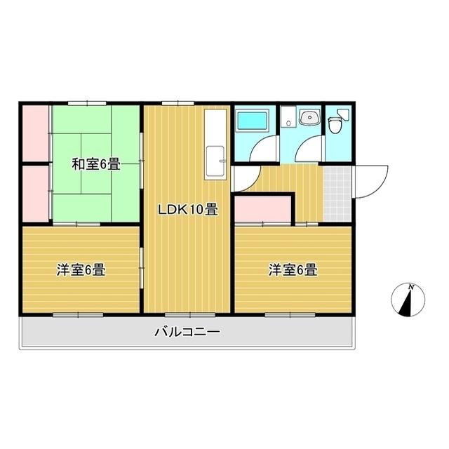 AVION津山1号棟(3LDK/2階)の間取り写真
