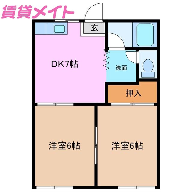 フォーブルドゥ(2DK/1階)の間取り写真