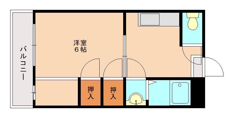 エスポワール和白東(1DK/3階)の間取り写真
