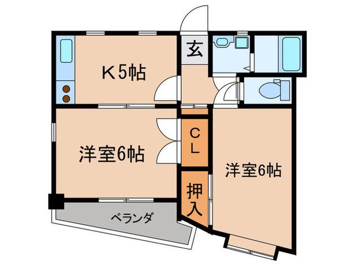 パークハイム平(2K/3階)の間取り写真