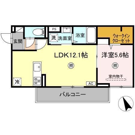 PREMILIFE大在浜イースト(1LDK/1階)の間取り写真