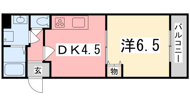 東雲Kマンション(1DK/2階)の間取り写真