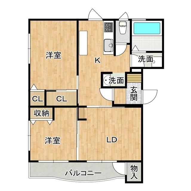リヴマンション(2LDK/3階)の間取り写真