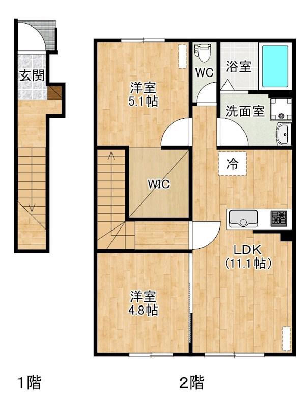 グラン・タウルス(2LDK/2階)の間取り写真