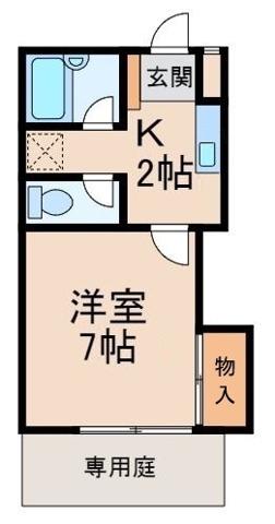 グリーンフル湯川(1K/1階)の間取り写真