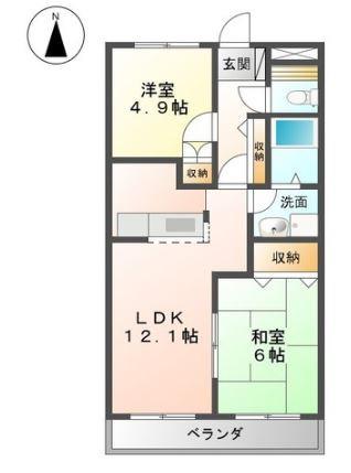 オレンジペコー(2LDK/1階)の間取り写真